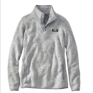 LL Bean Gray Heather Sweater Fleece Jacket Size S